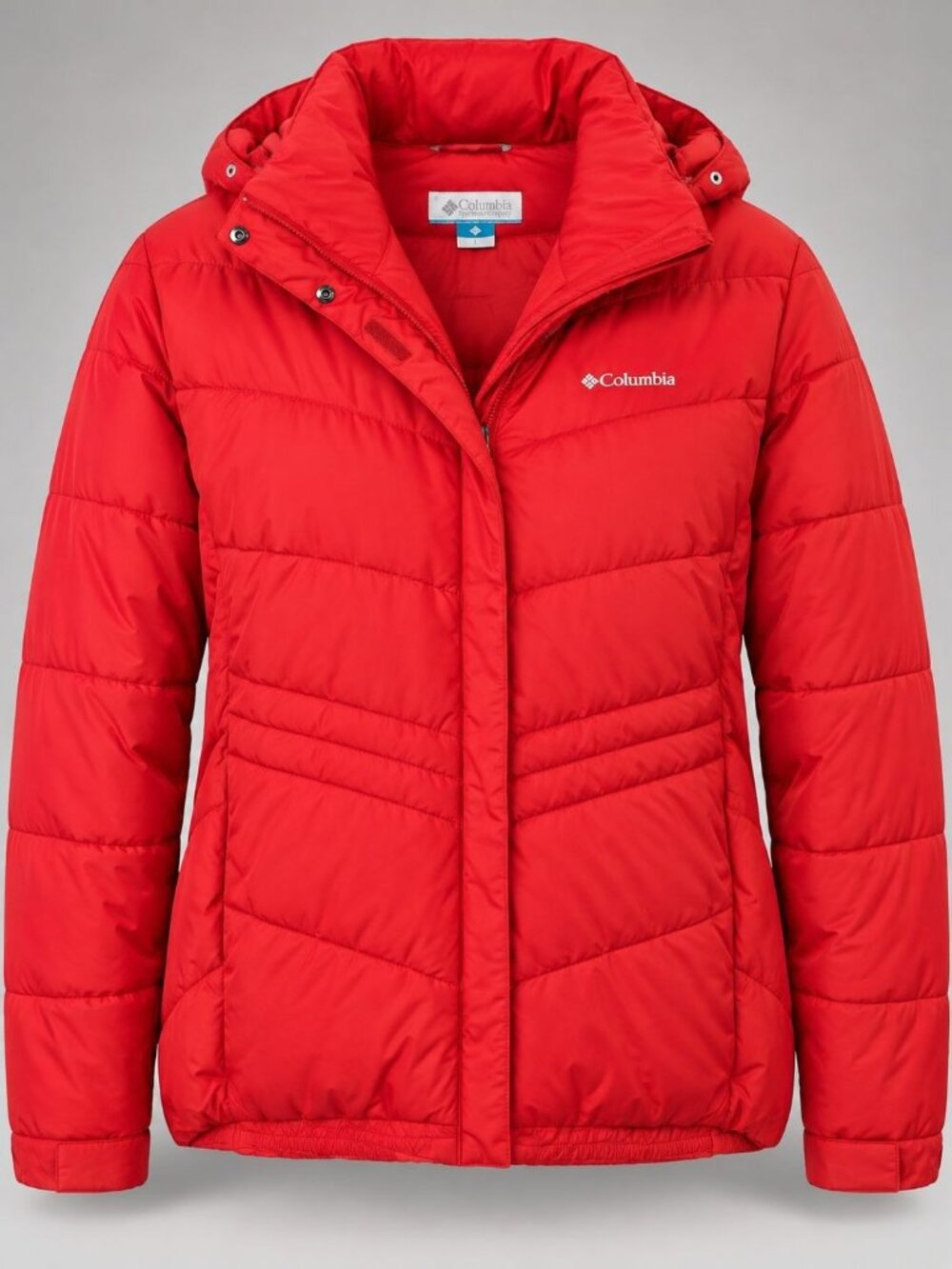 Columbia Womens 3X Puffer Jacket Red Hooded Winter Coat Plus Size